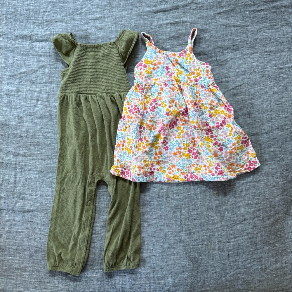Toddler girl jumpsuit and dress bundle, 2T